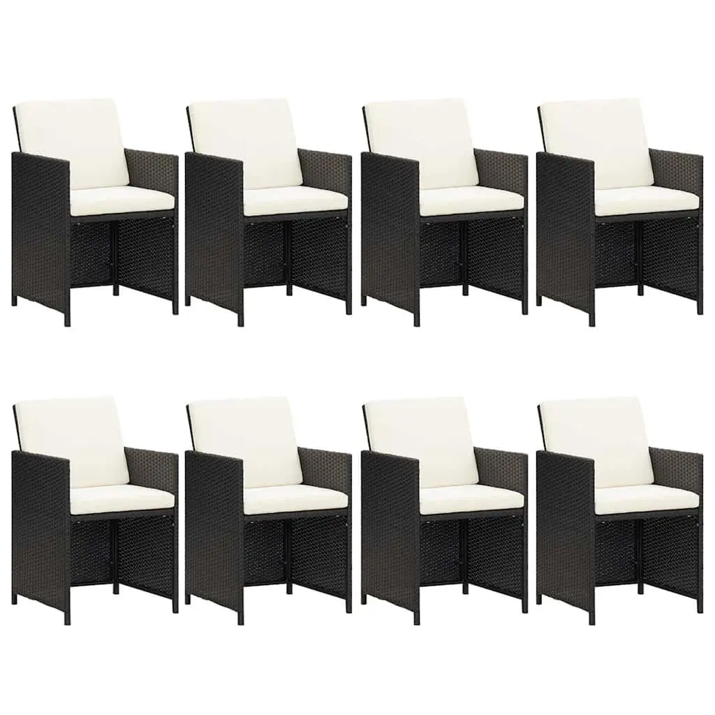 Garden Dining Set 9 Piece Outdoor Patio Furniture PE Rattan Black with Cushions