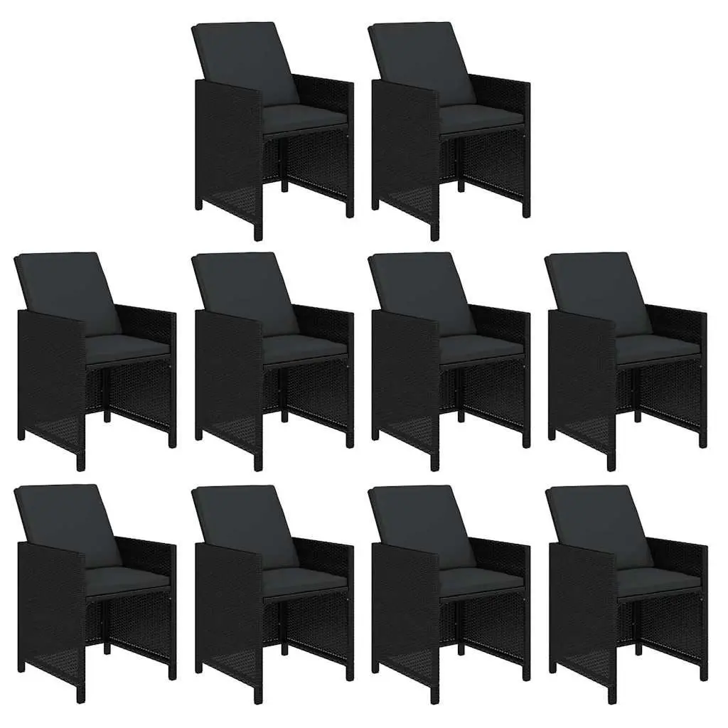 Garden Dining Set Black 11 Piece Outdoor Furniture Weather-Resistant PE Rattan with Cushions