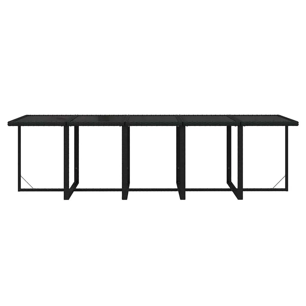 Outdoor Garden Dining Set 15 Piece Poly Rattan Black Patio Furniture with
