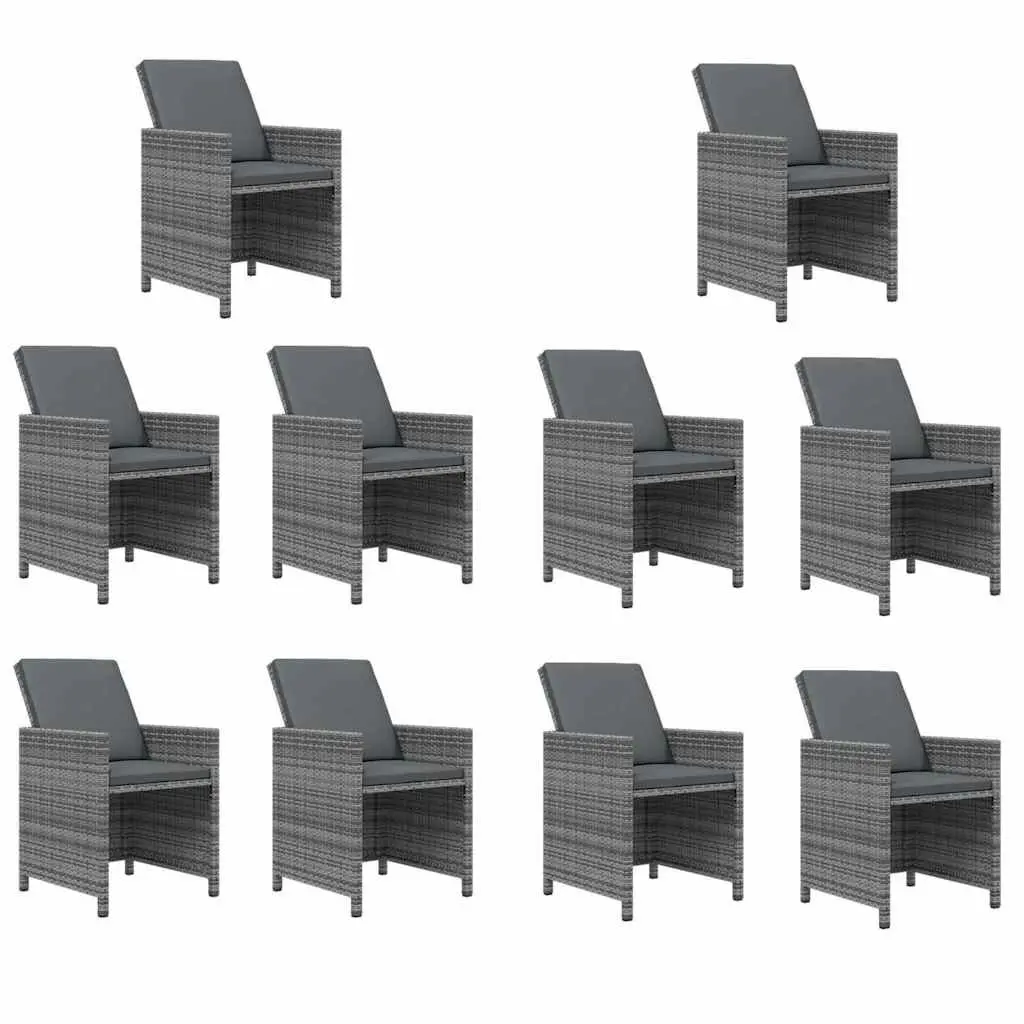 Garden Dining Set 11 Piece Outdoor Patio Furniture PE Rattan Grey with Cushions