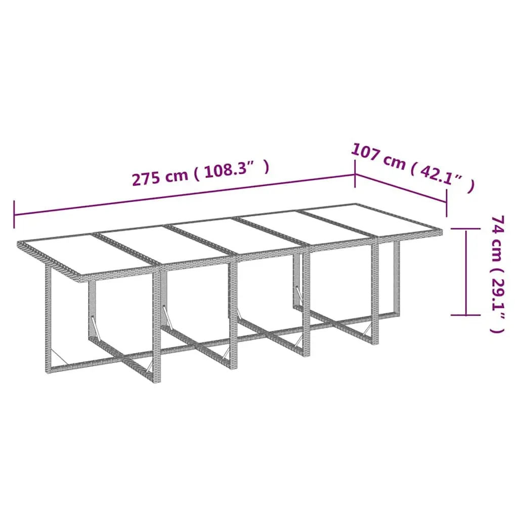 Garden Dining Set 11 Piece Outdoor Patio Furniture PE Rattan Grey with Cushions