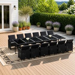 Compact and Elegant 13 Piece Black Garden Dining Set