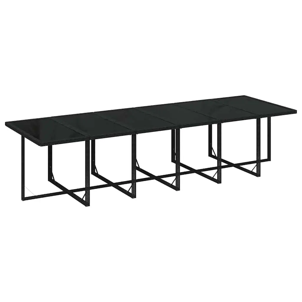 Poly Rattan Garden Dining Set Black 17 Piece Outdoor Furniture with Cushions