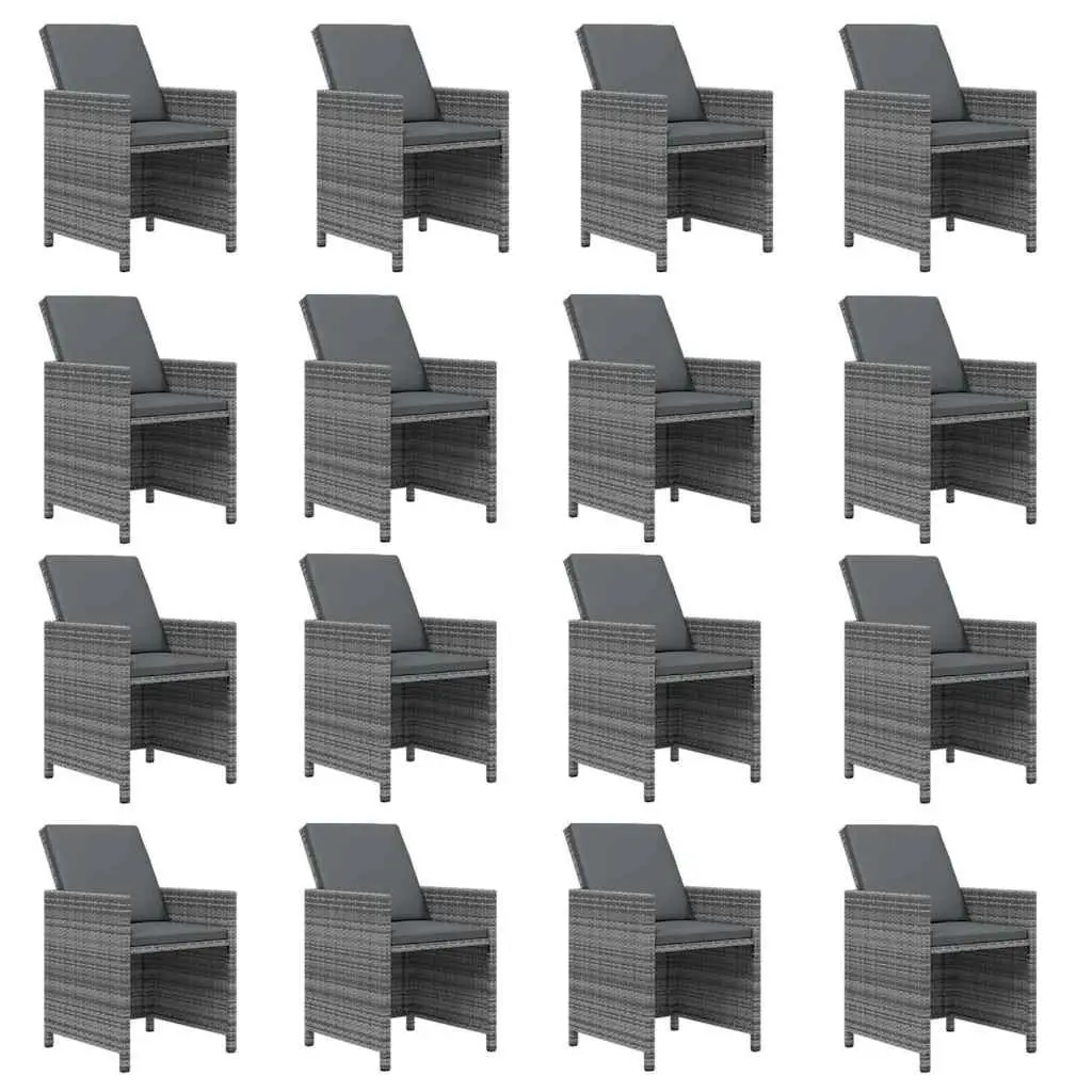 Garden Dining Set 17 Piece Poly Rattan Outdoor Furniture Grey with Cushions