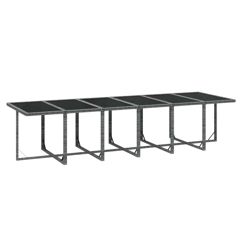 Garden Dining Set 17 Piece Poly Rattan Outdoor Furniture Grey with Cushions