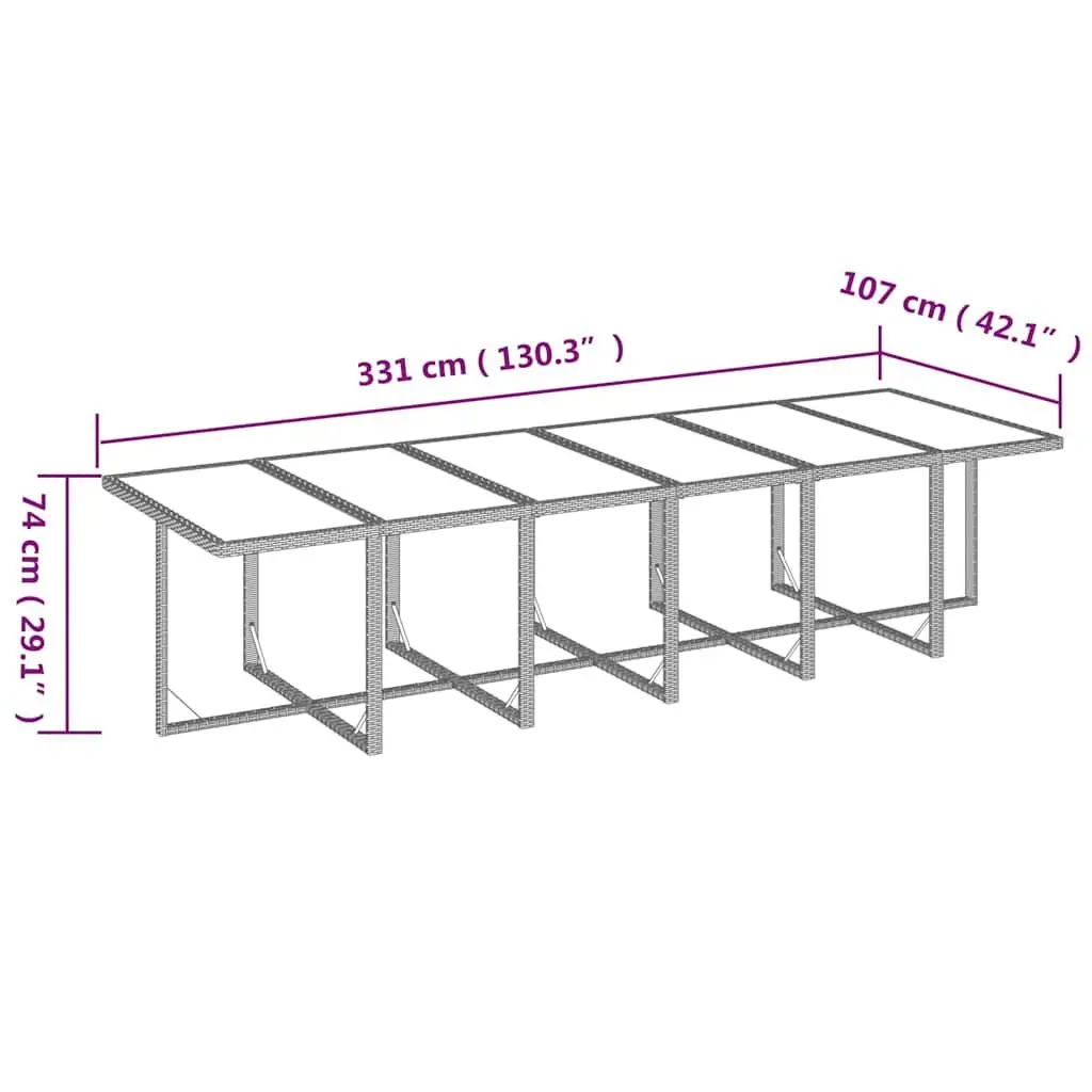 Garden Dining Set 17 Piece Poly Rattan Outdoor Furniture Grey with Cushions