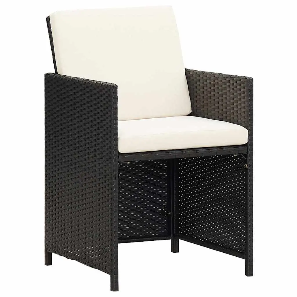 Garden Dining Set Black 17 Piece Poly Rattan Outdoor Furniture with Cushions