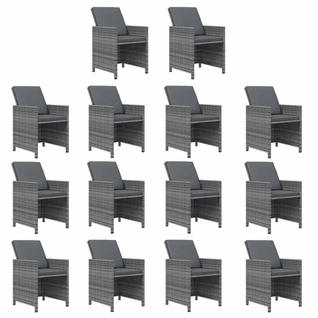 Garden Dining Set 19 Piece Poly Rattan Outdoor Furniture with Cushions Grey