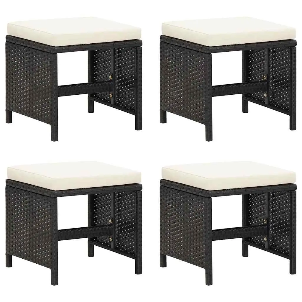 Outdoor Dining Set Black 19 Piece Weather-resistant PE Rattan Garden Furniture with Cushions