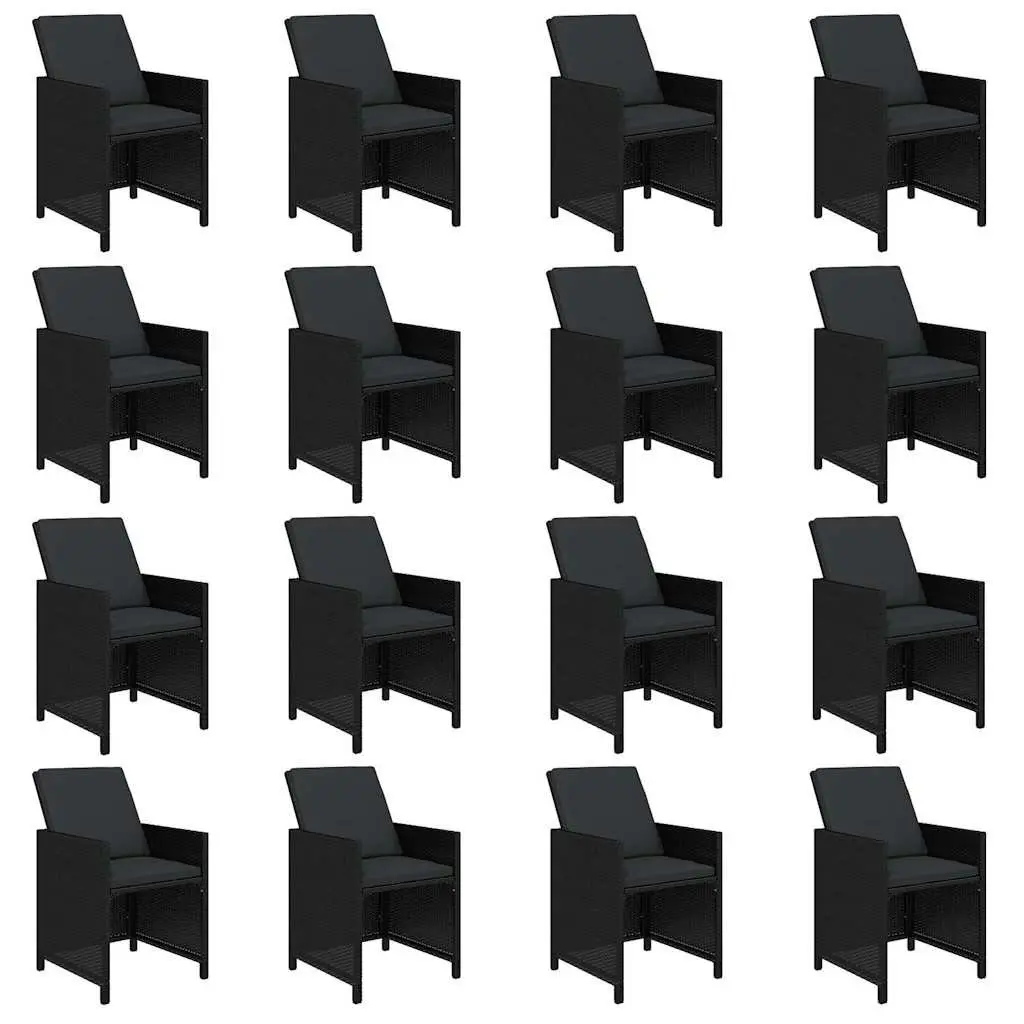 Outdoor Dining Set Black 21 Piece Poly Rattan Weather-Resistant Steel Frame Cushions