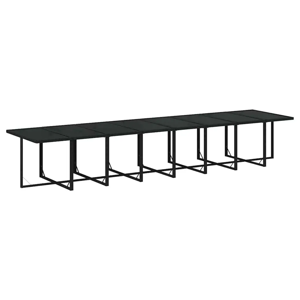 Outdoor Dining Set Black 21 Piece Poly Rattan Weather-Resistant Steel Frame Cushions