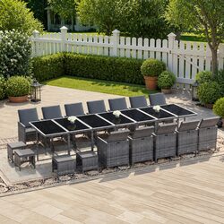 Garden Dining Set 21 Piece Outdoor Furniture Grey Poly Rattan with Cushions