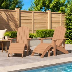 Outdoor Adirondack Chairs with Footstools Set Garden Patio Seating Brown 2pc