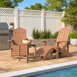Compact Adirondack Chair Set with Footstools and Table