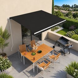 Automatic Retractable Awning 450x300cm Outdoor Patio Sun Shade Anthracite