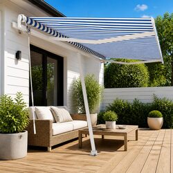 Freestanding Retractable Awning 400x300cm in Blue