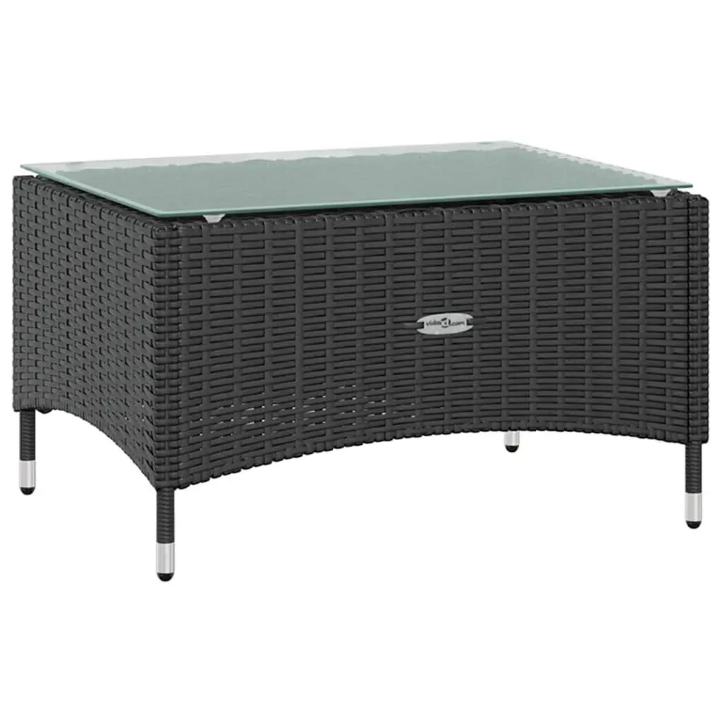 Outdoor Garden Lounge Set Black 8 Piece Poly Rattan Furniture with Cushions