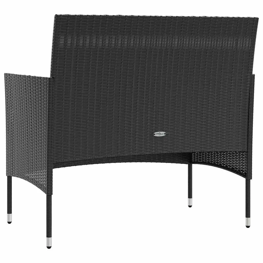 Outdoor Garden Lounge Set Black 8 Piece Poly Rattan Furniture with Cushions