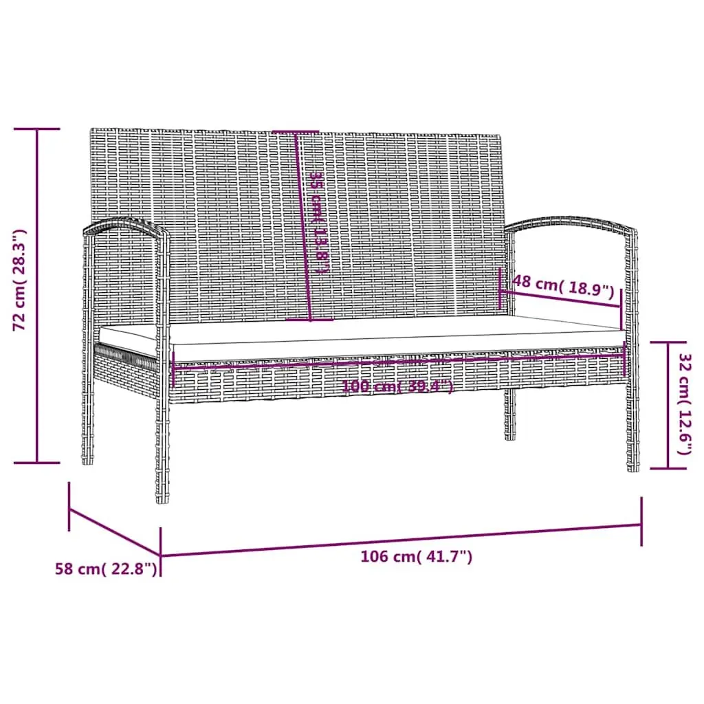 8 Piece Garden Lounge Set Black Poly Rattan Outdoor Furniture Patio Sofa with Cushions