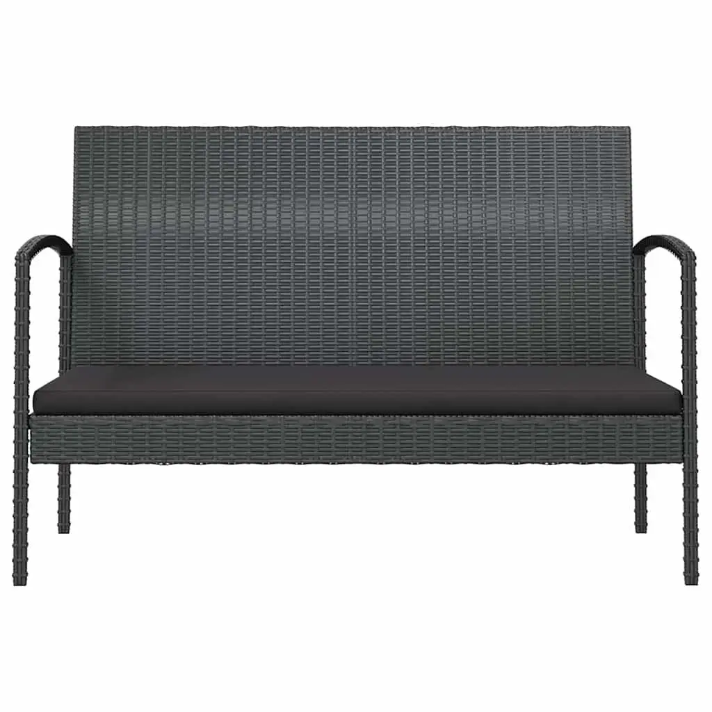 8 Piece Garden Lounge Set Black Poly Rattan Outdoor Furniture Patio Sofa with Cushions