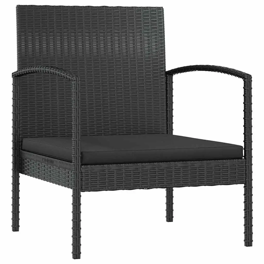 8 Piece Garden Lounge Set Black Poly Rattan Outdoor Furniture Patio Sofa with Cushions