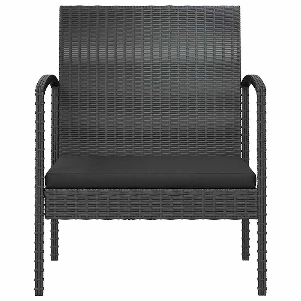 8 Piece Garden Lounge Set Black Poly Rattan Outdoor Furniture Patio Sofa with Cushions