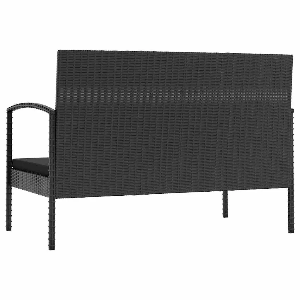 8 Piece Garden Lounge Set Black Poly Rattan Outdoor Furniture Patio Sofa with Cushions