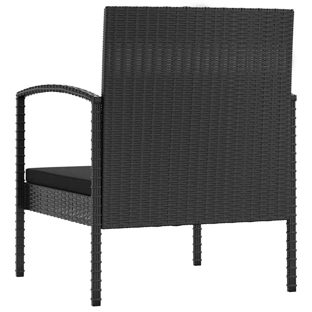 8 Piece Garden Lounge Set Black Poly Rattan Outdoor Furniture Patio Sofa with Cushions
