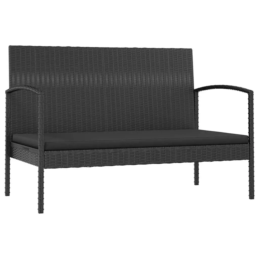 Poly Rattan Garden Lounge Set Black 16 Piece Outdoor Furniture with Cushions