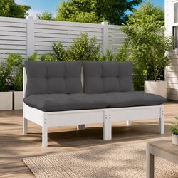 2-Seater Garden Sofa Outdoor Patio Seating Solid Pinewood Modular Lounge Chair