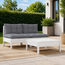 Garden Lounge Set 3 Piece Outdoor Patio Furniture Pinewood Modular Sectional