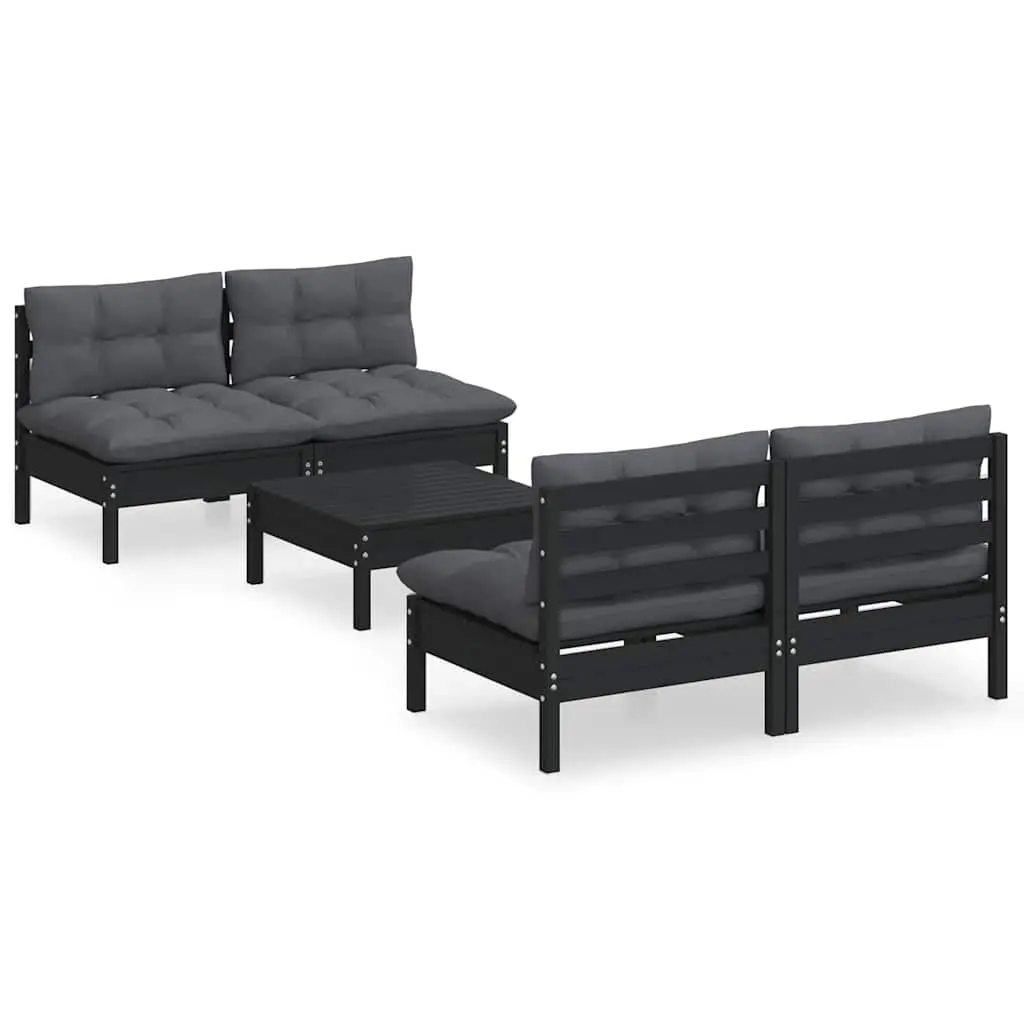 Garden Lounge Set 5 Piece Outdoor Patio Furniture Pinewood with Cushions Modular