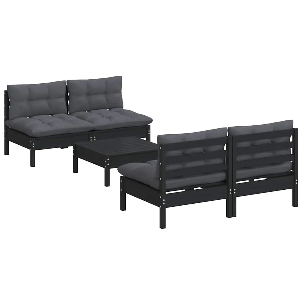 Garden Lounge Set 5 Piece Outdoor Patio Furniture Pinewood with Cushions Modular