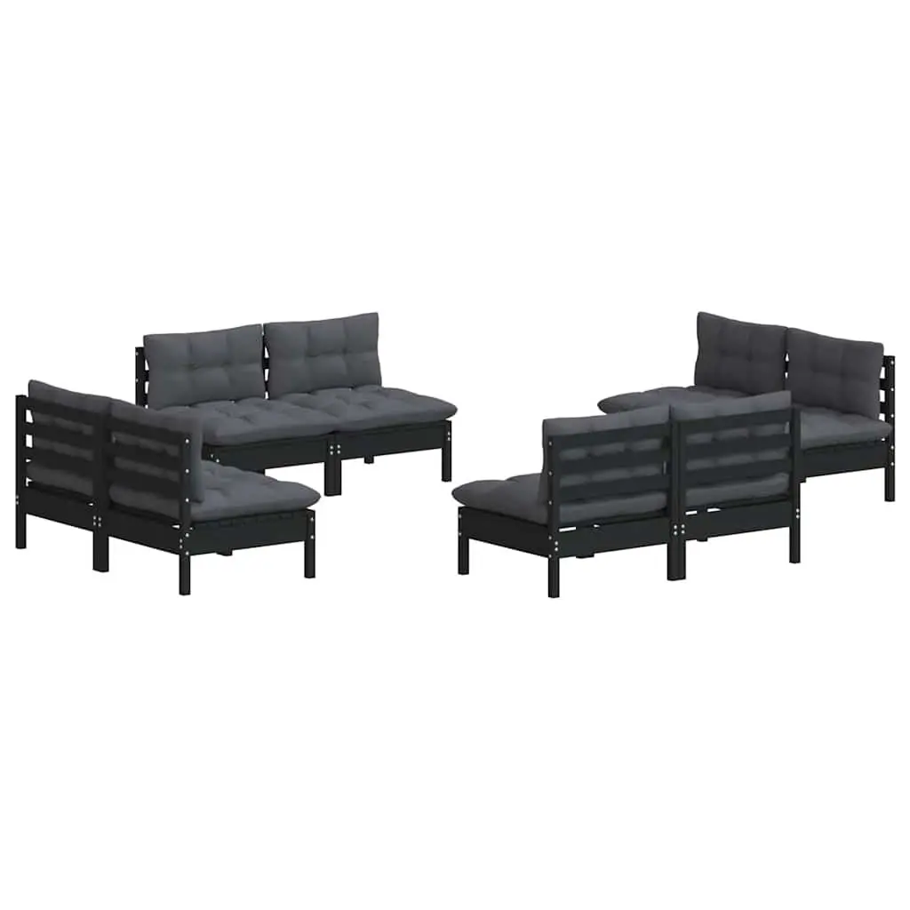 Garden Lounge Set 8 Piece Modular Patio Furniture Pinewood with Cushions