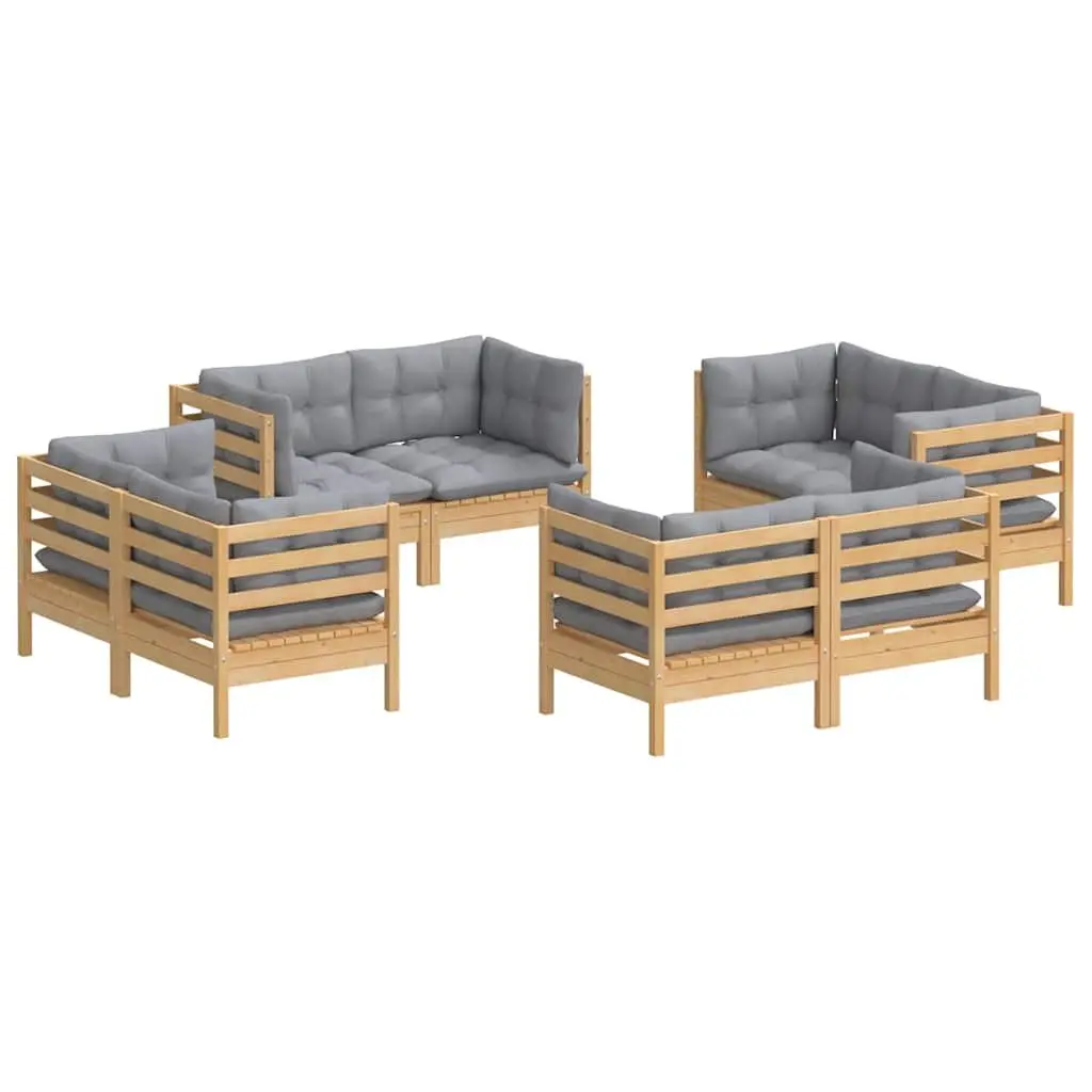 Garden Lounge Set Grey 8 Piece Modular Outdoor Patio Furniture with Cushions