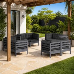 Concise 8 Piece Outdoor Lounge Set with Grey Cushions