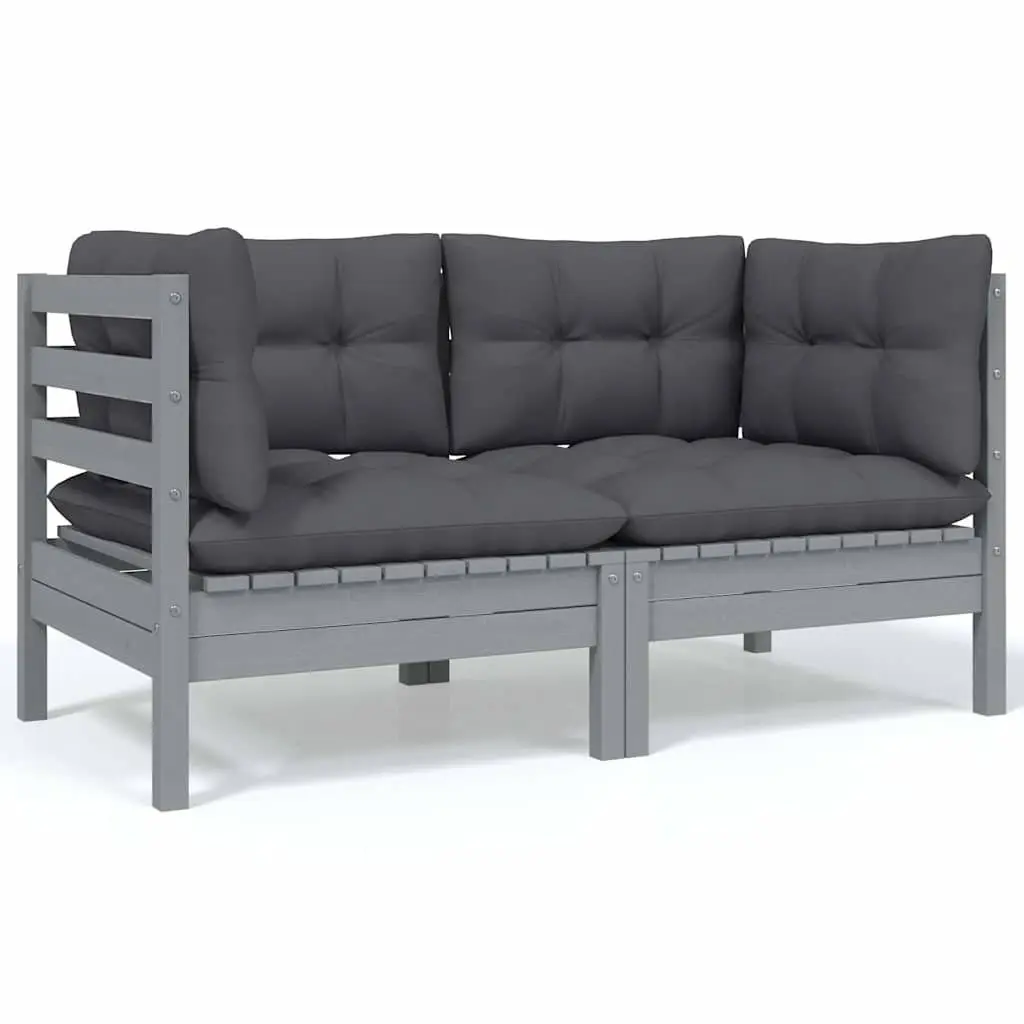 Garden Lounge Set 8 Piece Outdoor Patio Furniture Pinewood Grey Cushions Modular