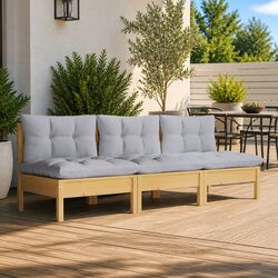 Compact 3-Seater Outdoor Sofa with Cushions