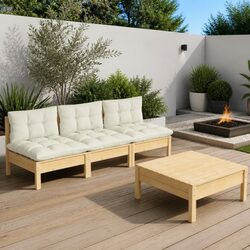 4 Piece Modular Garden Lounge Set with Cushions