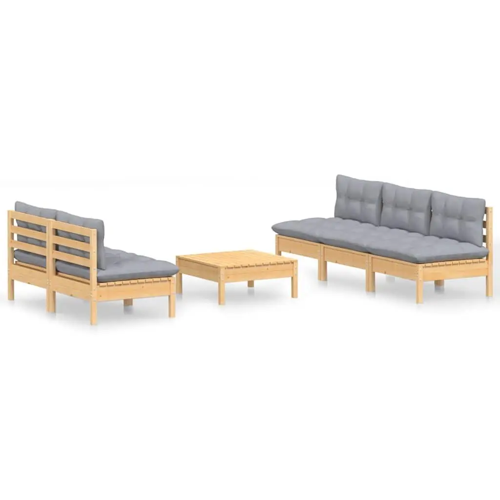 Garden Lounge Set Grey 6 Piece Outdoor Patio Furniture Pinewood Modular
