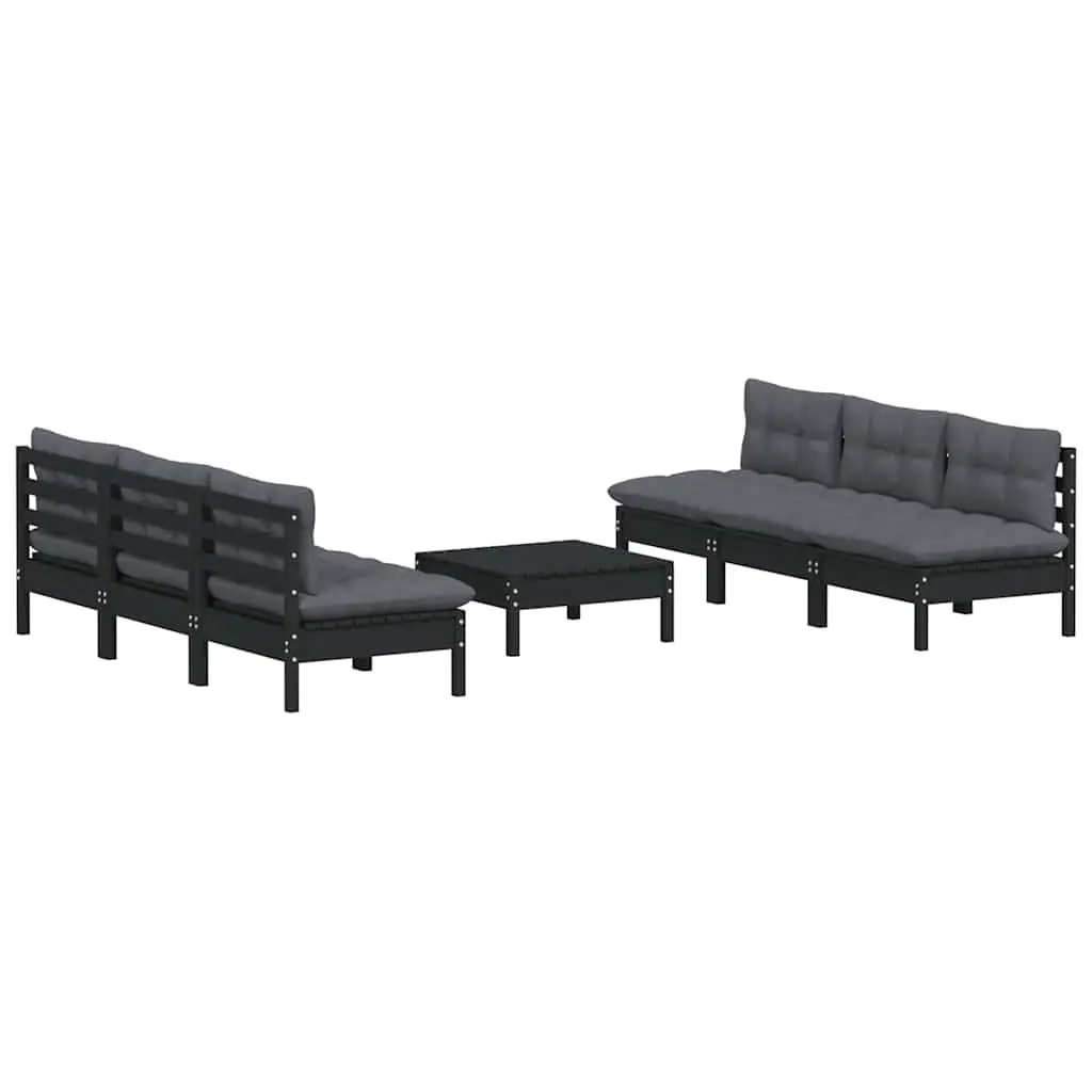 Garden Lounge Set 7 Piece Outdoor Patio Furniture Pinewood with Cushions