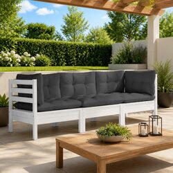 3-Seater Garden Sofa Outdoor Patio Lounge Seat Relaxation Furniture White Frame