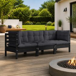 Compact 3-Seater Garden Sofa with Modular Cushions