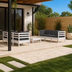 Compact 7-Piece Lounge Set in White Pinewood