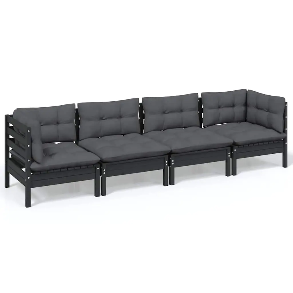Garden Lounge Set 4 Piece Outdoor Patio Furniture with Cushions Solid Wood