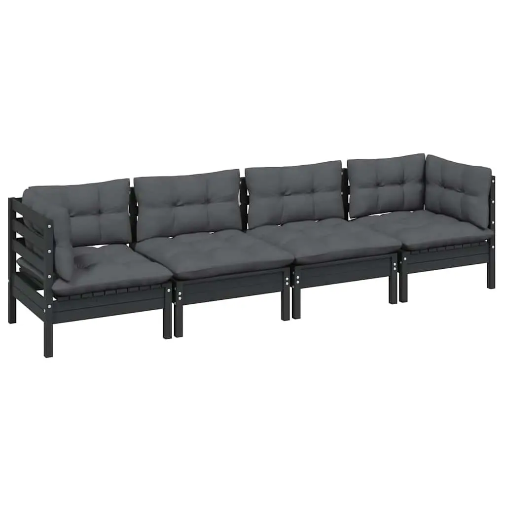 Garden Lounge Set 4 Piece Outdoor Patio Furniture with Cushions Solid Wood