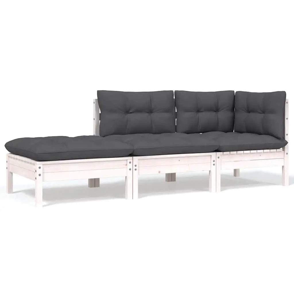 Garden Lounge Set 8 Piece Modular Patio Furniture with Cushions White Outdoor