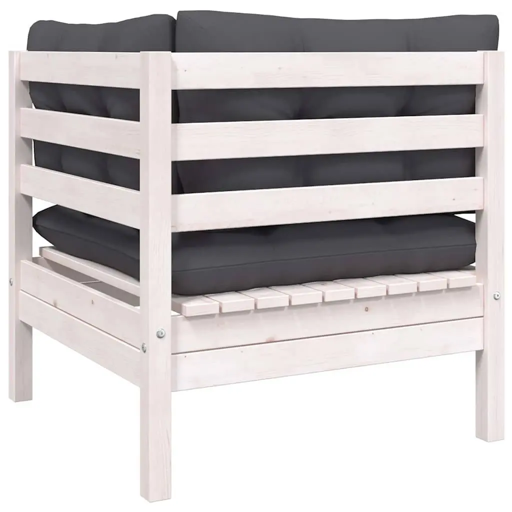 Garden Lounge Set 8 Piece Modular Patio Furniture with Cushions White Outdoor