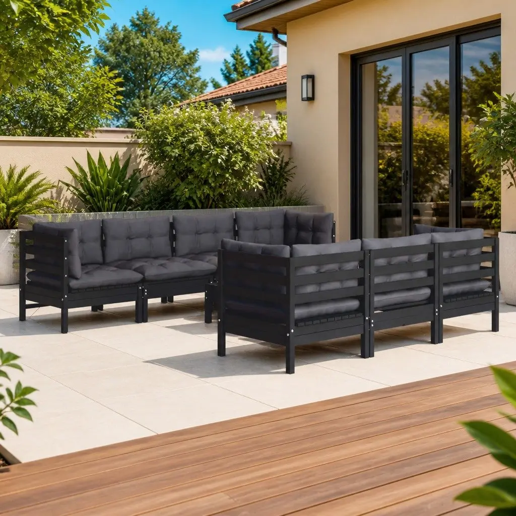 Garden Lounge Set 8 Piece Outdoor Patio Furniture with Cushions Solid Pinewood