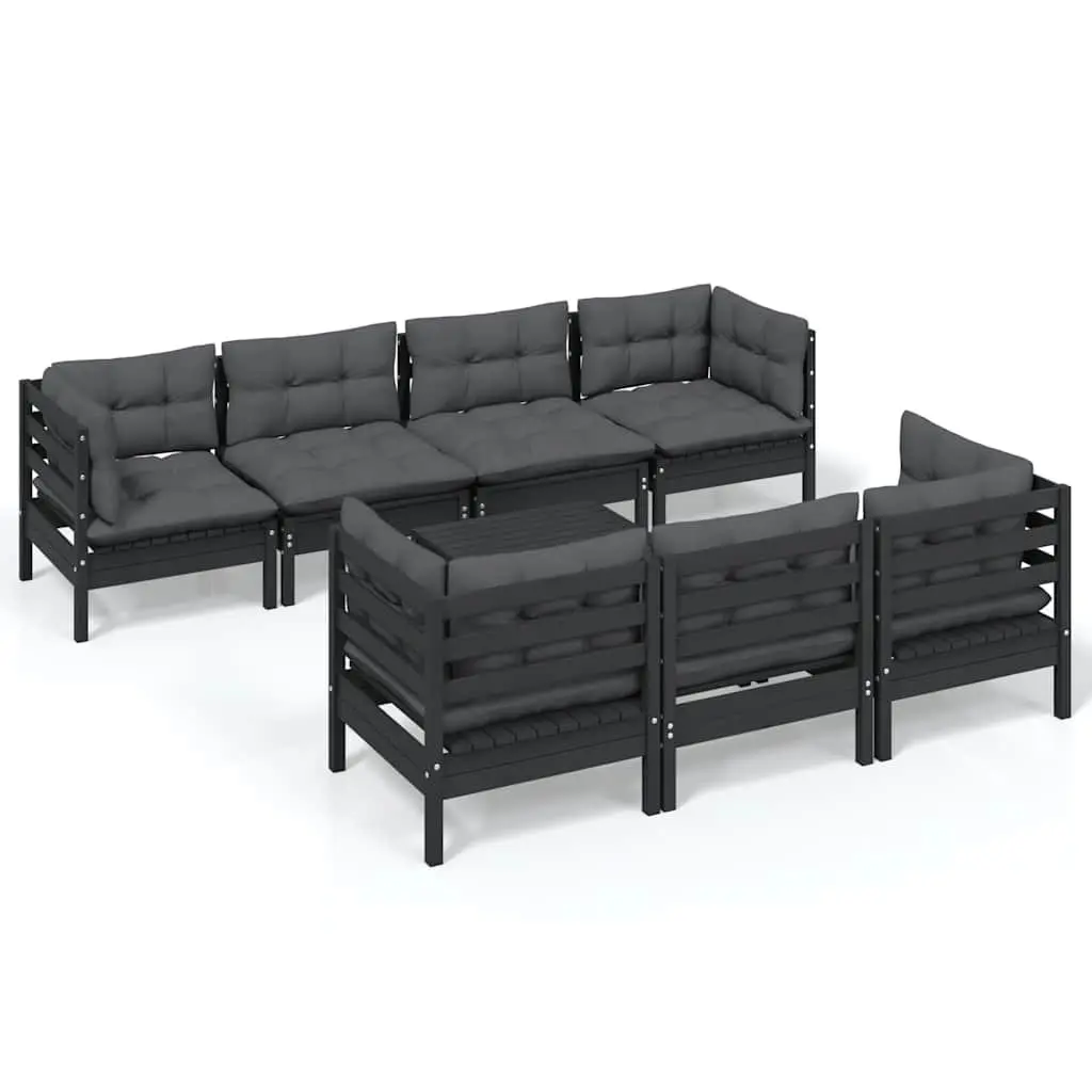 Garden Lounge Set 8 Piece Outdoor Patio Furniture with Cushions Solid Pinewood